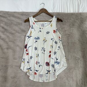 Old Navy Off-White Floral Patterned Luxe Tank Top Size: Large